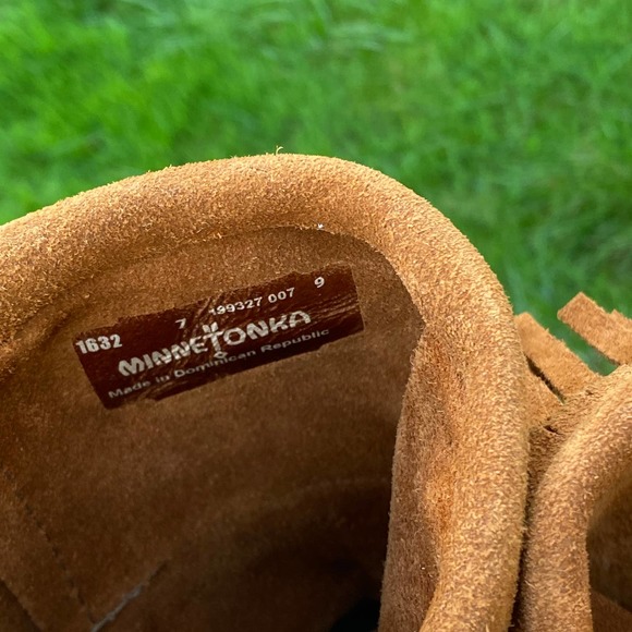 Minnetonka 3 layer fringe Suede Brown Pull On Boots Women's Size 7 1632 - Picture 14 of 15